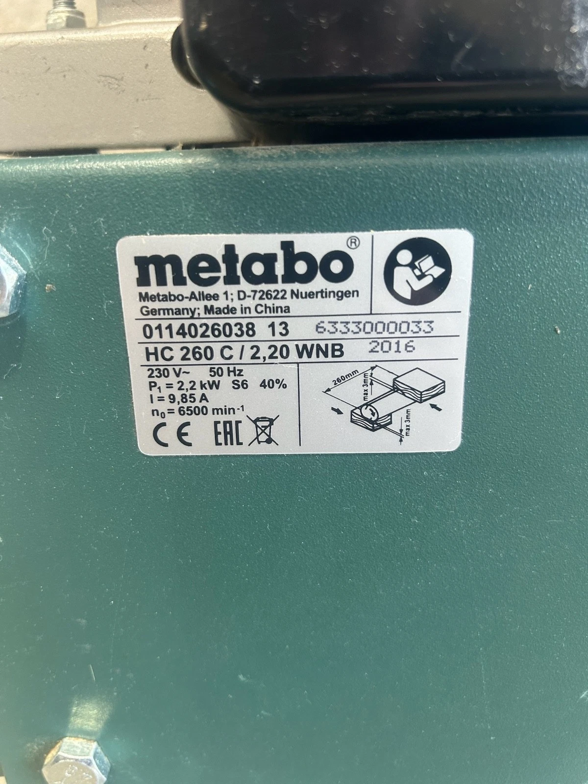 Metabo HC260 Planer Thicknesser 230v Single Phase - Image 15