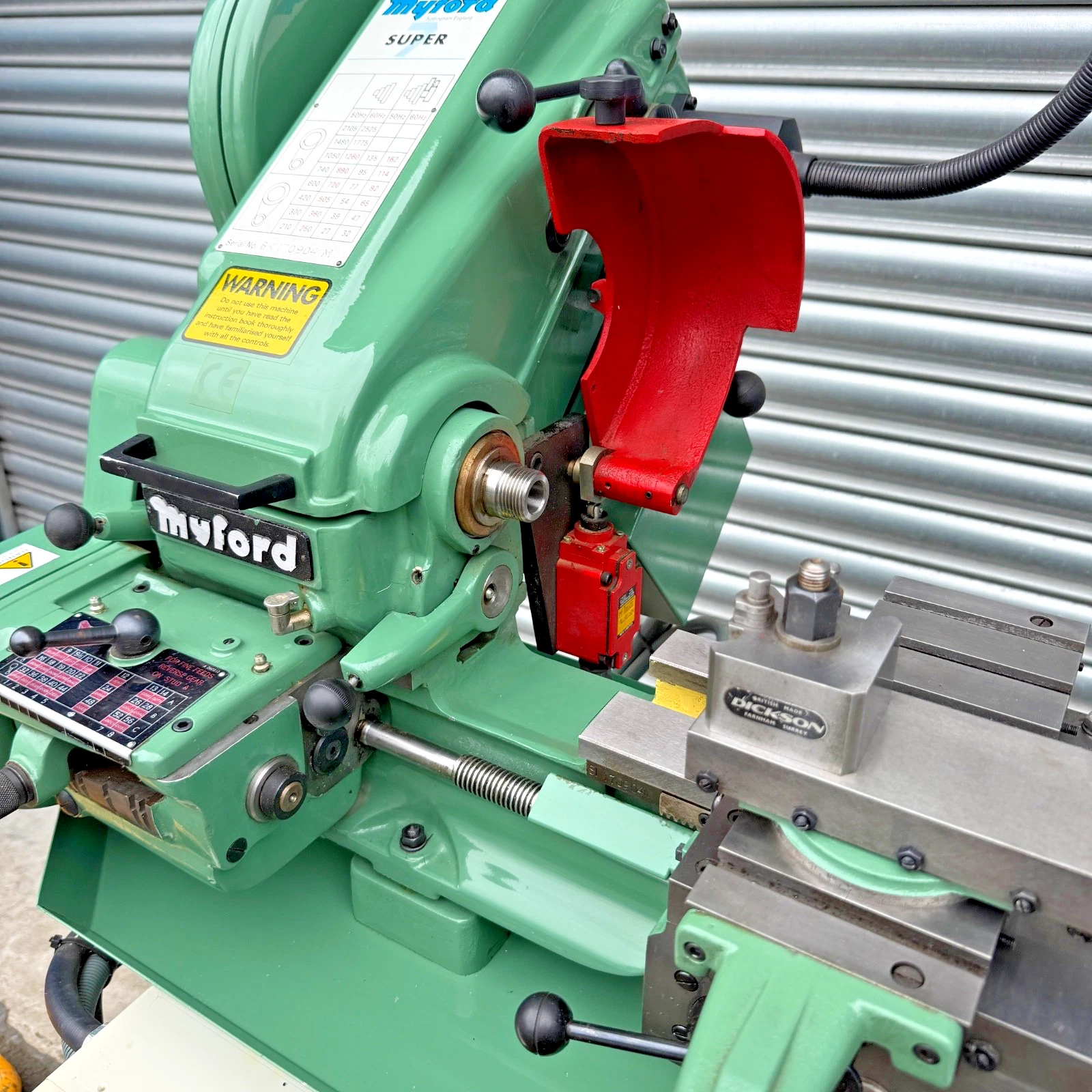 Myford Super 7 Lathe on Stand 230v With Gearbox, Power Feeds, Dickson QCTP - Image 3