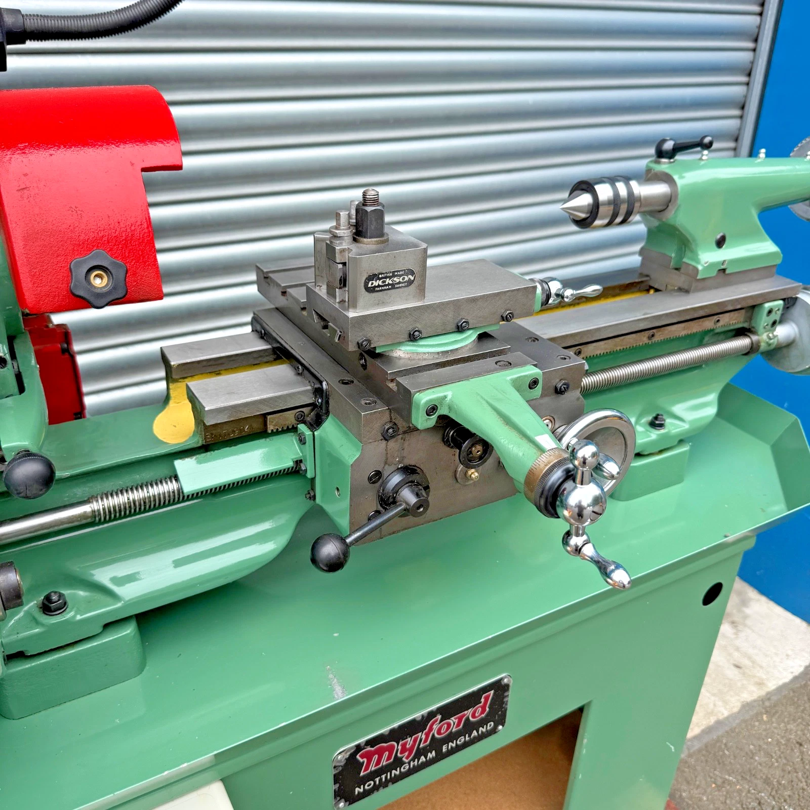 Myford Super 7 Lathe on Stand 230v With Gearbox, Power Feeds, Dickson QCTP - Image 7